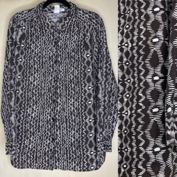Vintage Long Sleeve Abstract Button Up Shirt Plus Sz 1X - Picture 1 of 10